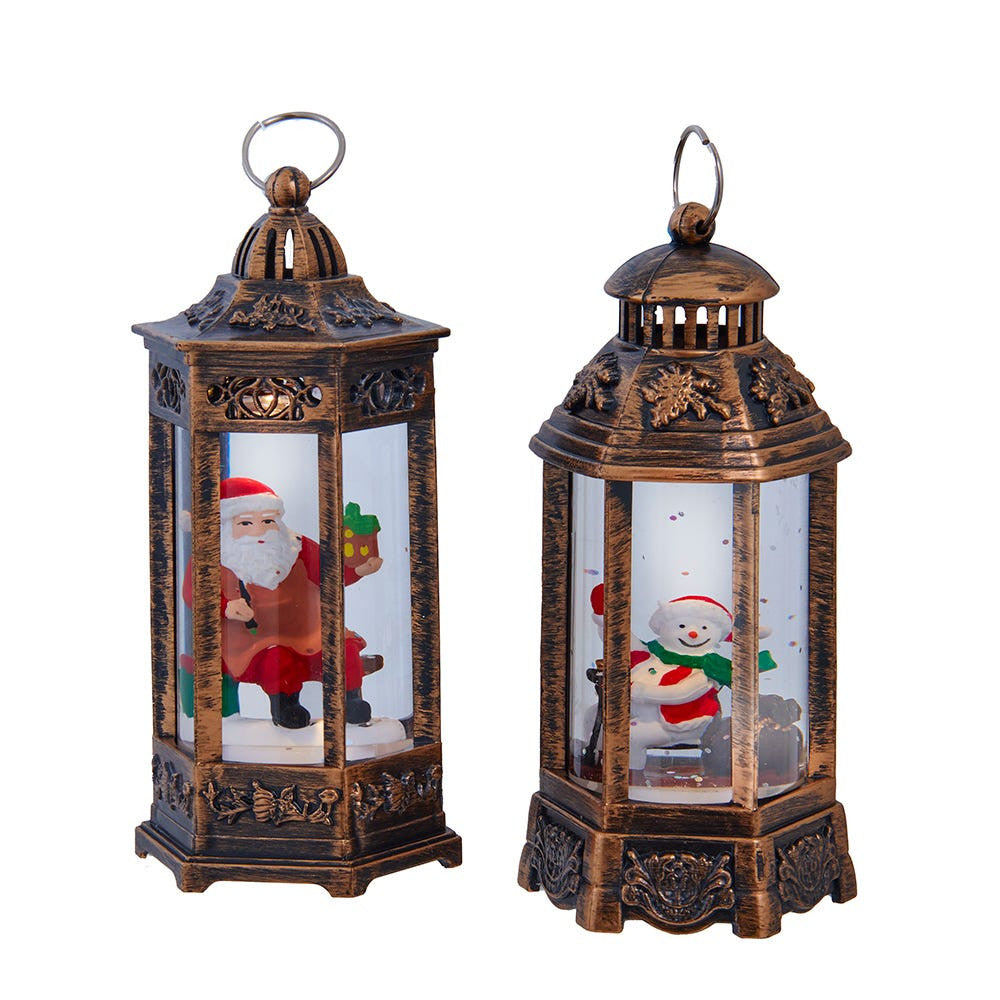Battery Operated LED Multicolor Santa & Snowman Lanterns
