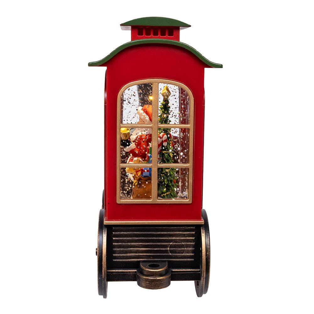 7.625" Battery Operated LED Lighted Santa Train With Spinning Glitter Water