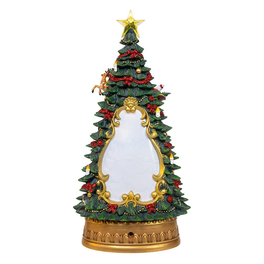 13.5" Battery Operated USB LED Lighted Santa & Deer Treetop With Spinning Glitter Water