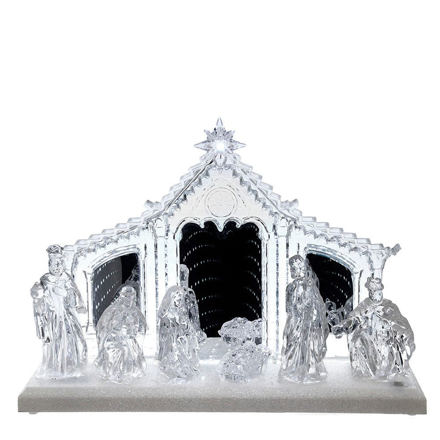 Lighted Musical Nativity Scene With Silver Bottom Base