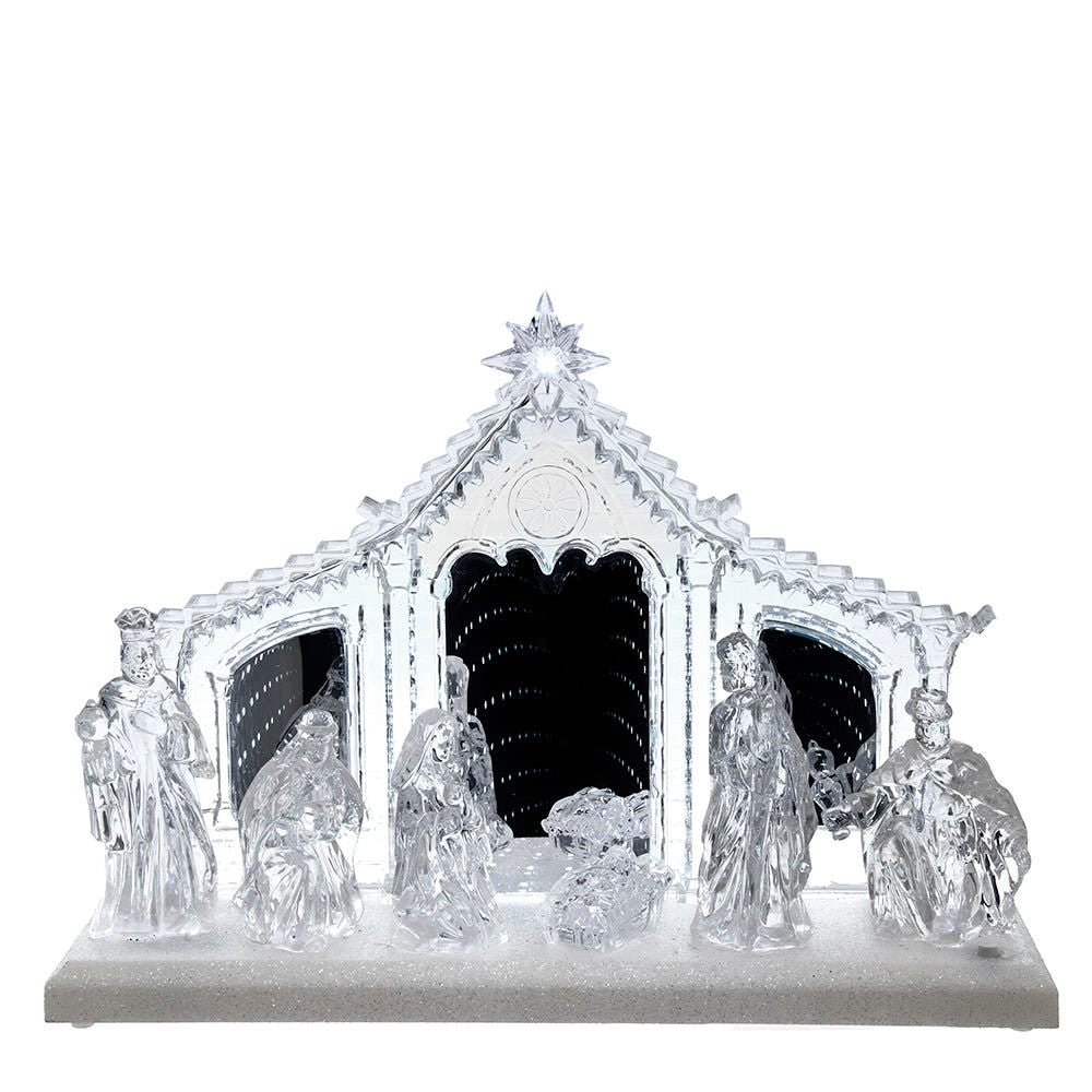 Lighted Musical Nativity Scene With Silver Bottom Base