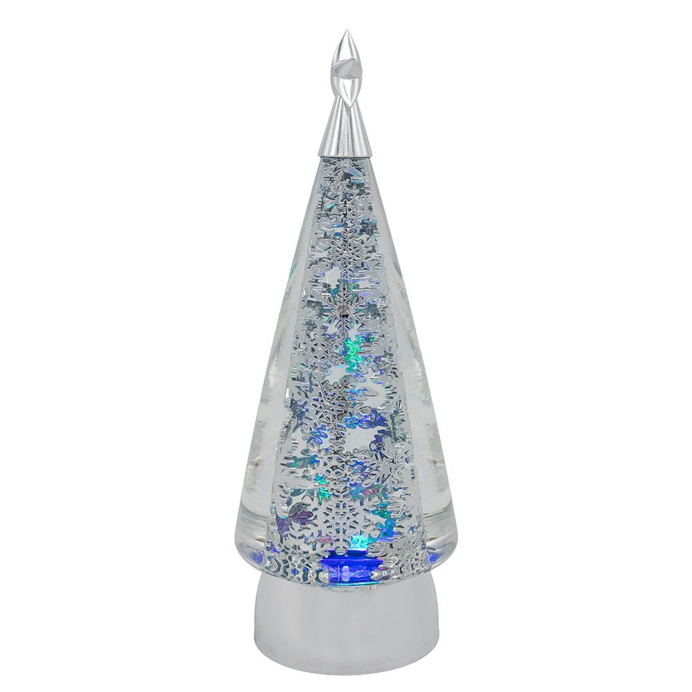 11.5" Battery Operated USB LED Rotating Christmas Tree With Spinning Glitter Water