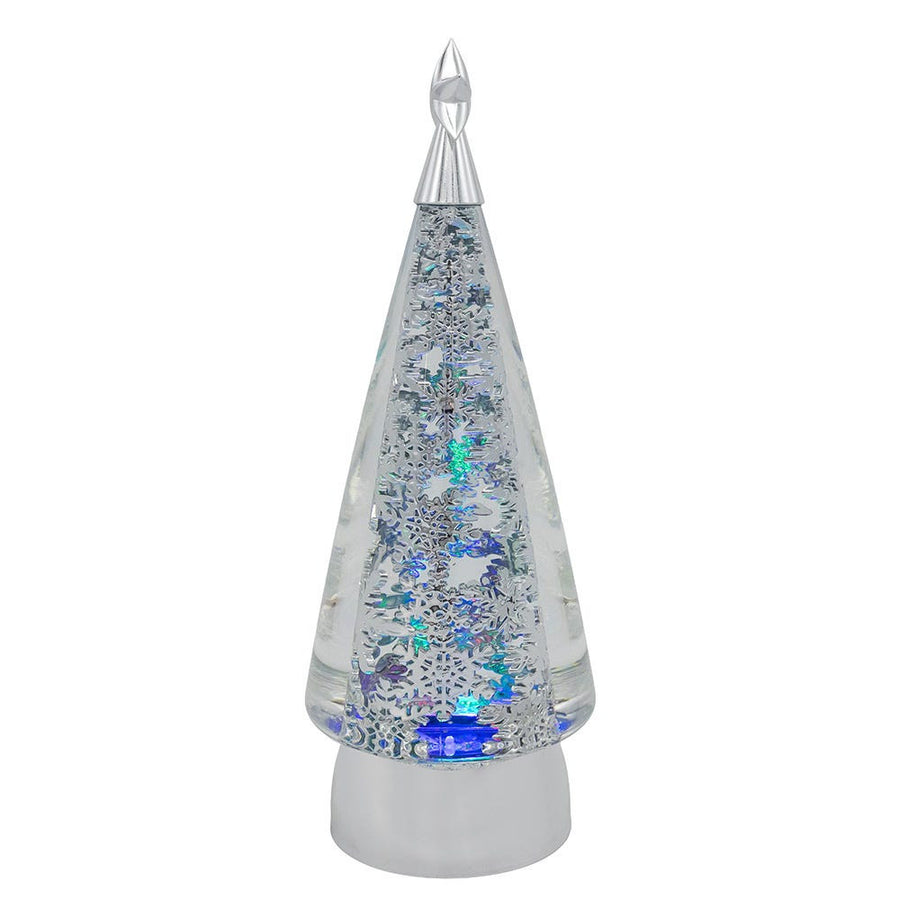 11.5" Battery Operated USB LED Rotating Christmas Tree With Spinning Glitter Water