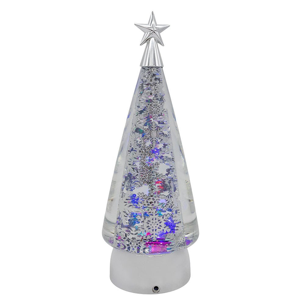 11.5" Battery Operated USB LED Rotating Christmas Tree With Spinning Glitter Water