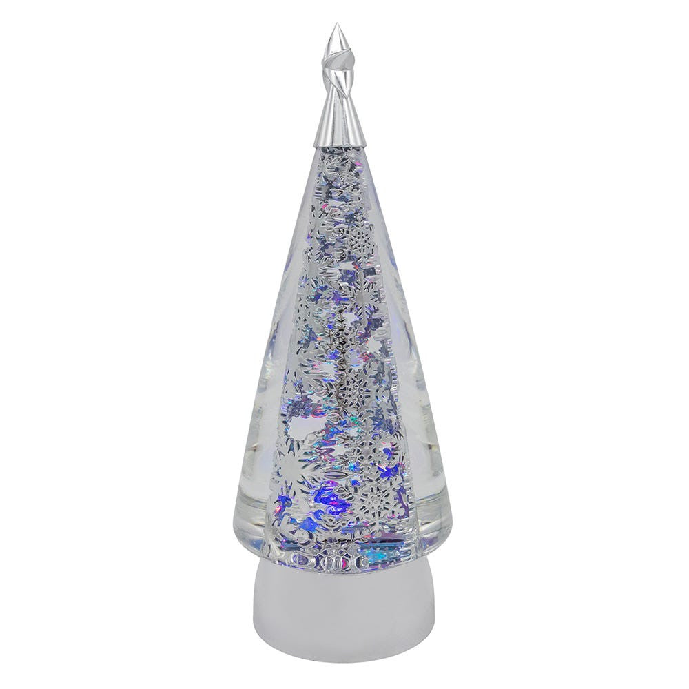 11.5" Battery Operated USB LED Rotating Christmas Tree With Spinning Glitter Water