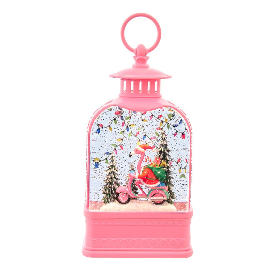 9.75" Battery Operated USB LED Lighted Flamingo Riding Motorcycle Water Lantern