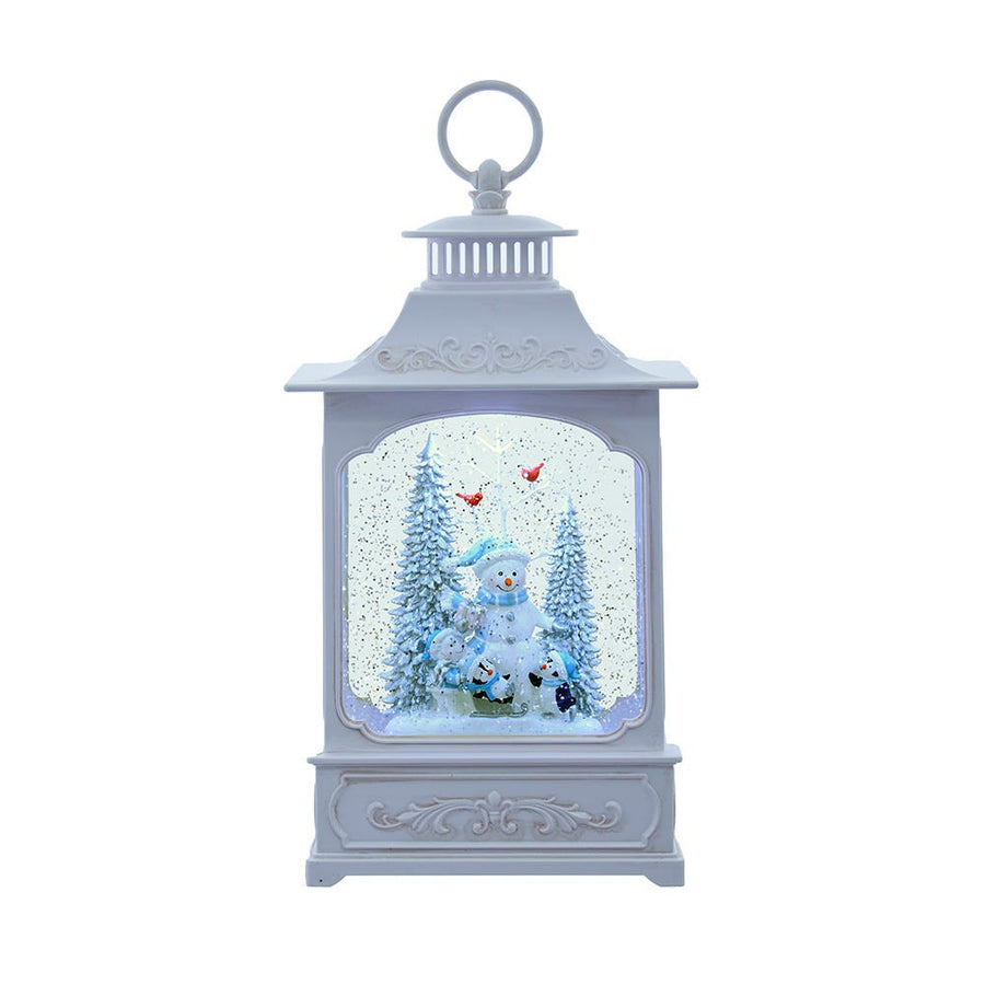 12.75" Battery Operated USB LED Lighted Snowmen & Penguins Water Lantern