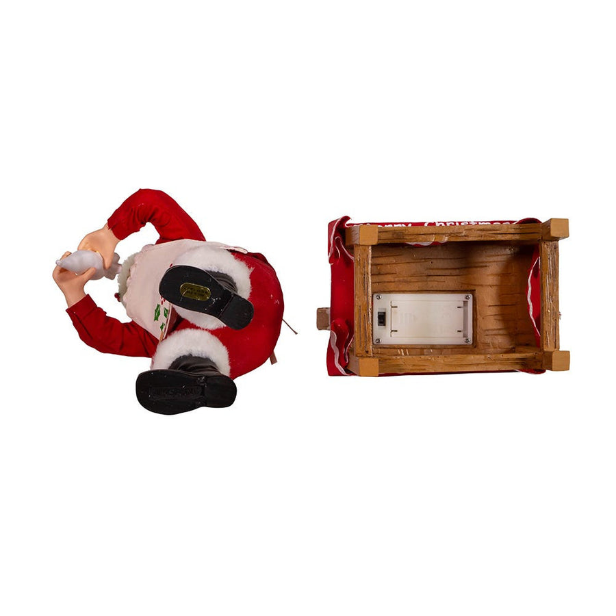 10.5" Fabriché™ Battery Operated Santa With Gingerbread Houses