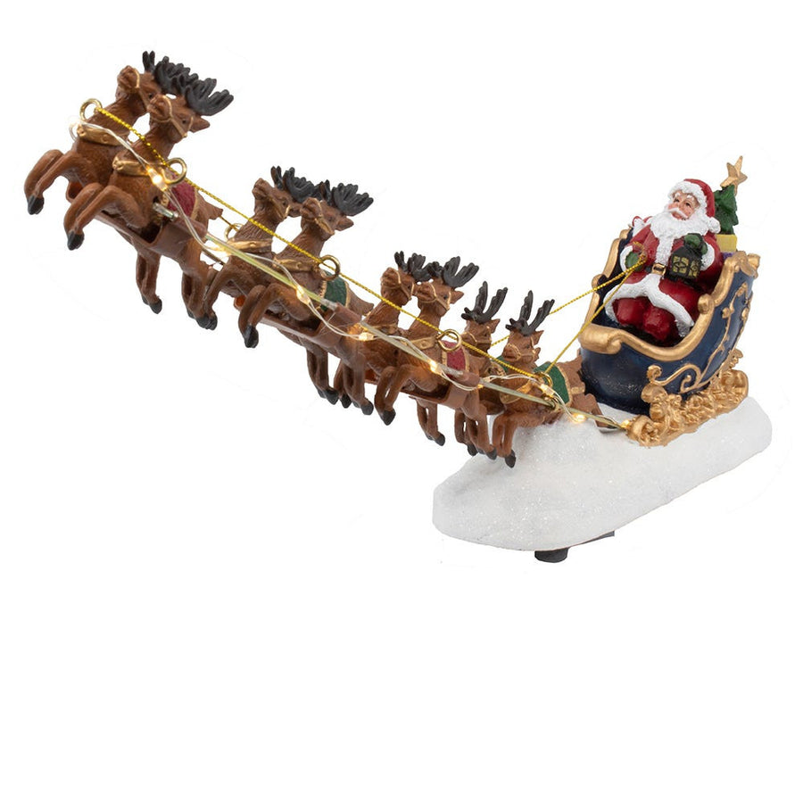 7" Battery Operated LED Santa With Sleigh Table Piece