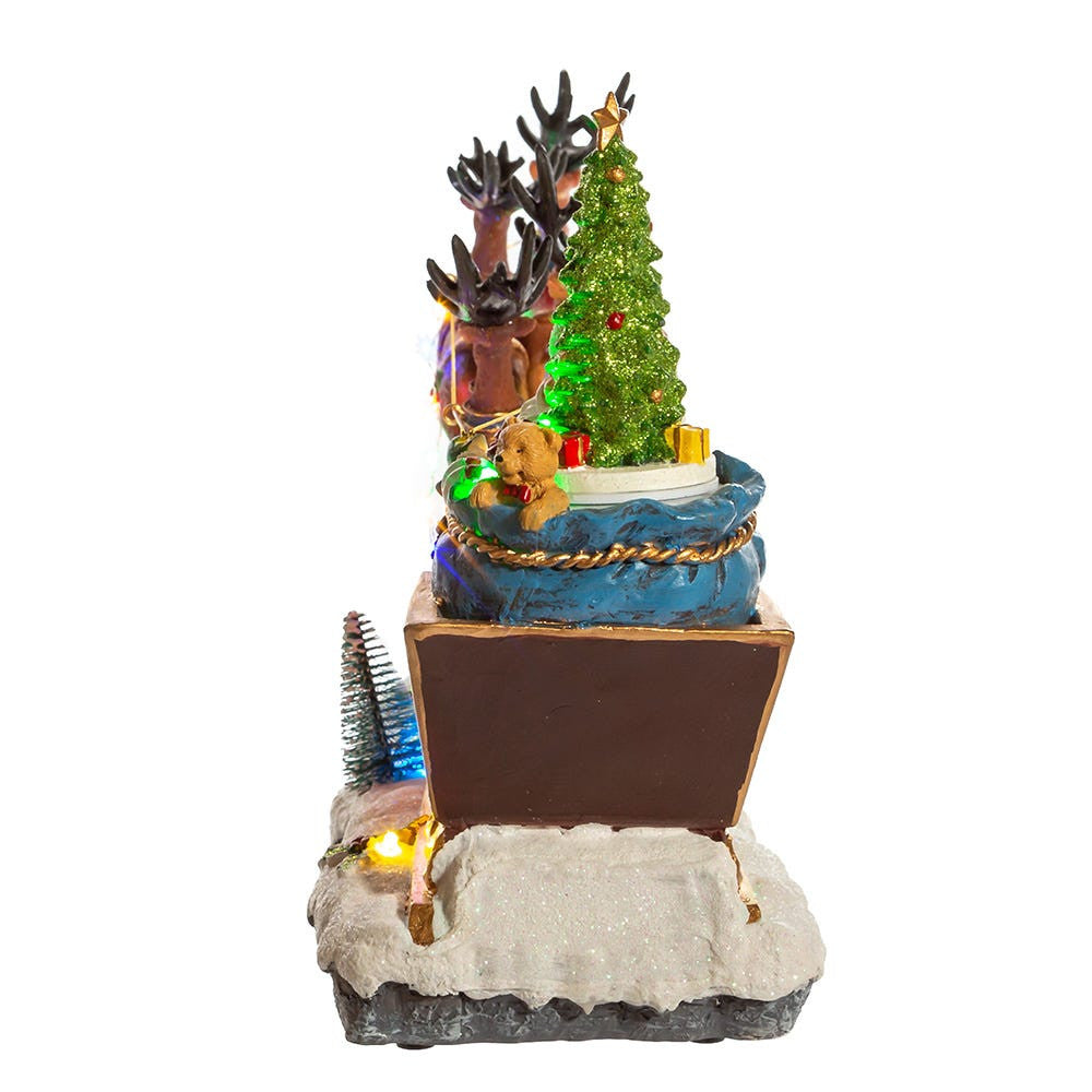 8.7" Battery Operated LED Musical Santa and Sleigh Table Piece