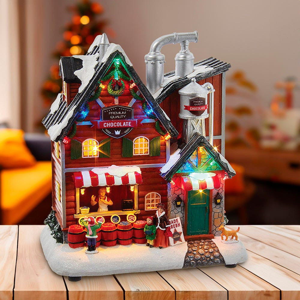 10.63" Battery-Operated Light-Up Musical Chocolate Factory