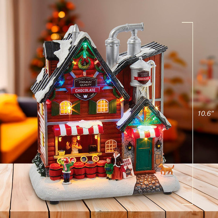 10.63" Battery-Operated Light-Up Musical Chocolate Factory
