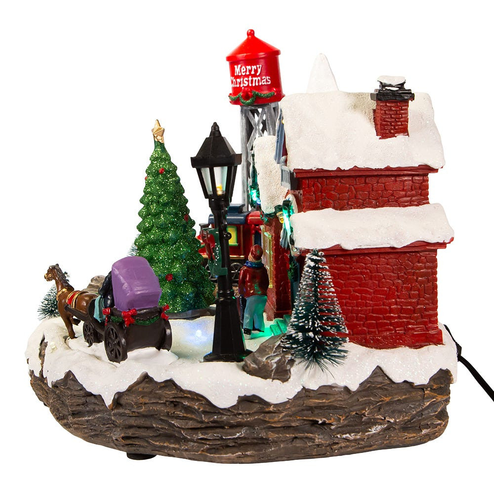 9.25" Light-Up Christmas Village Scene