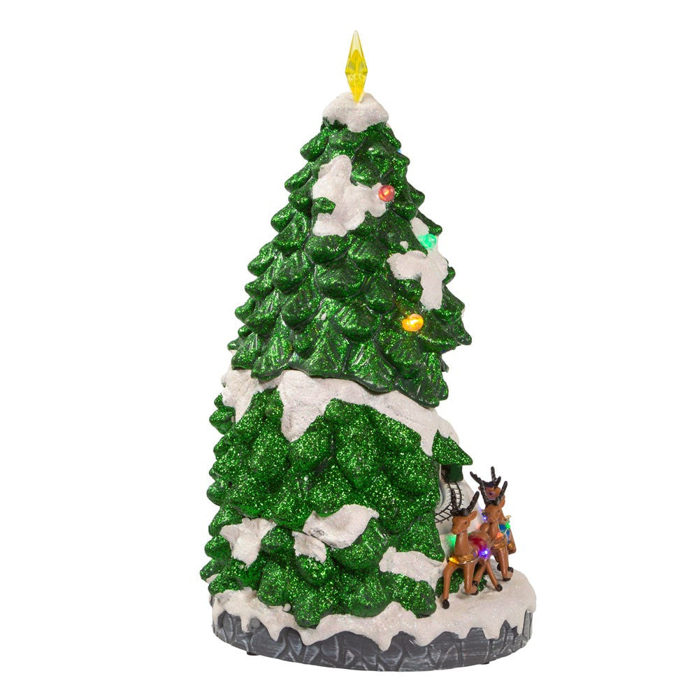15.7" Battery Operated Lighted Musical Christmas Tree With Moving Train
