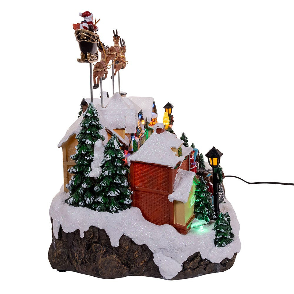 7.3" Battery Operated Multicolor LED Lighted Musical Santa & Sleigh Table Piece