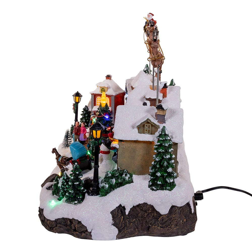 7.3" Battery Operated Multicolor LED Lighted Musical Santa & Sleigh Table Piece