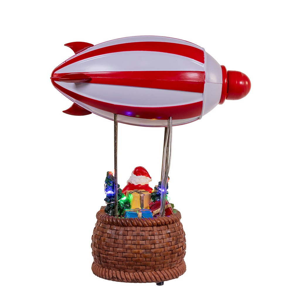 8" Battery Operated Musical Santa Hot Air Balloon Table Piece With Digital Propeller