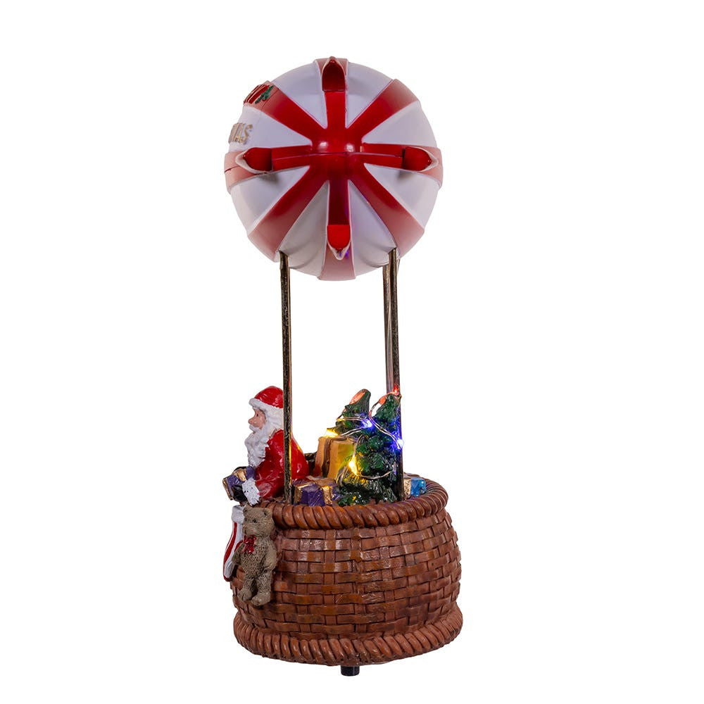8" Battery Operated Musical Santa Hot Air Balloon Table Piece With Digital Propeller