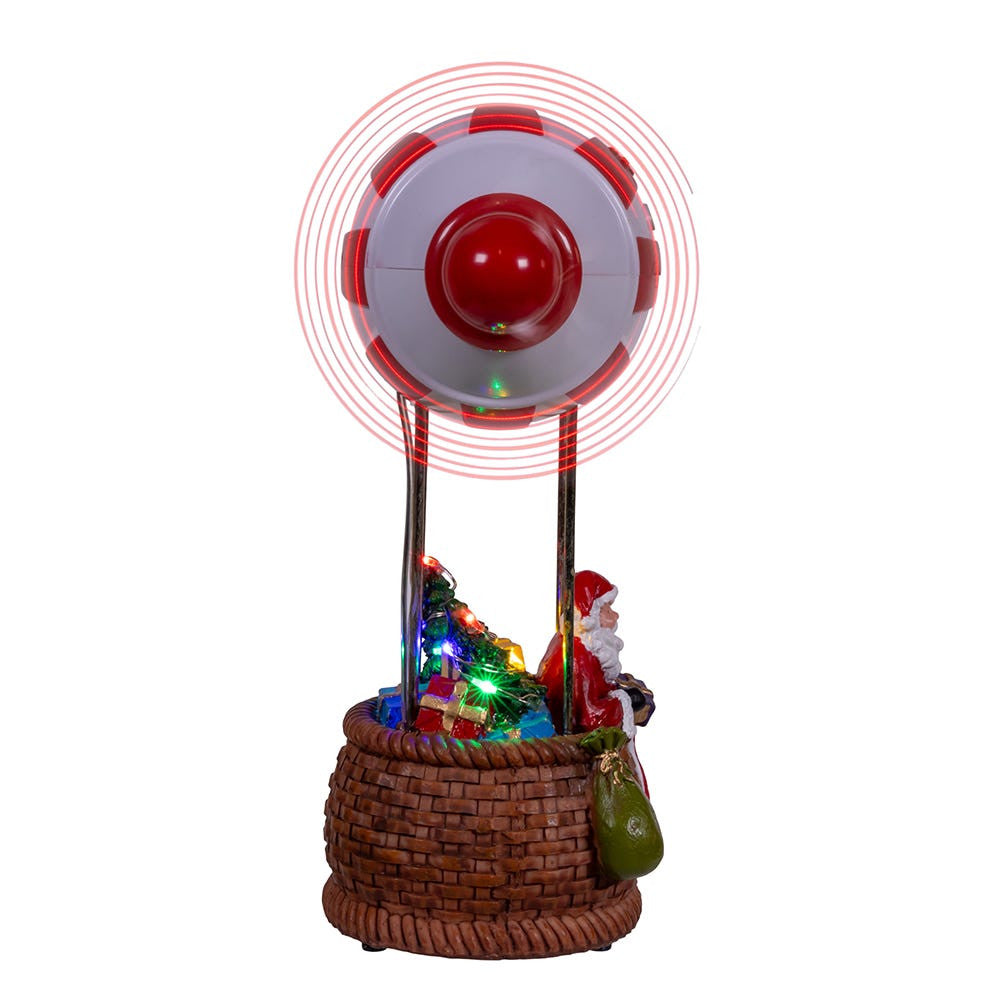 8" Battery Operated Musical Santa Hot Air Balloon Table Piece With Digital Propeller