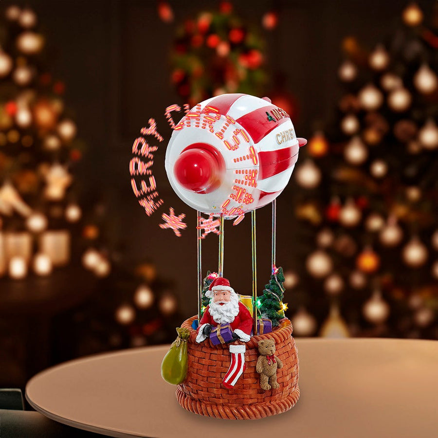 8" Battery Operated Musical Santa Hot Air Balloon Table Piece With Digital Propeller