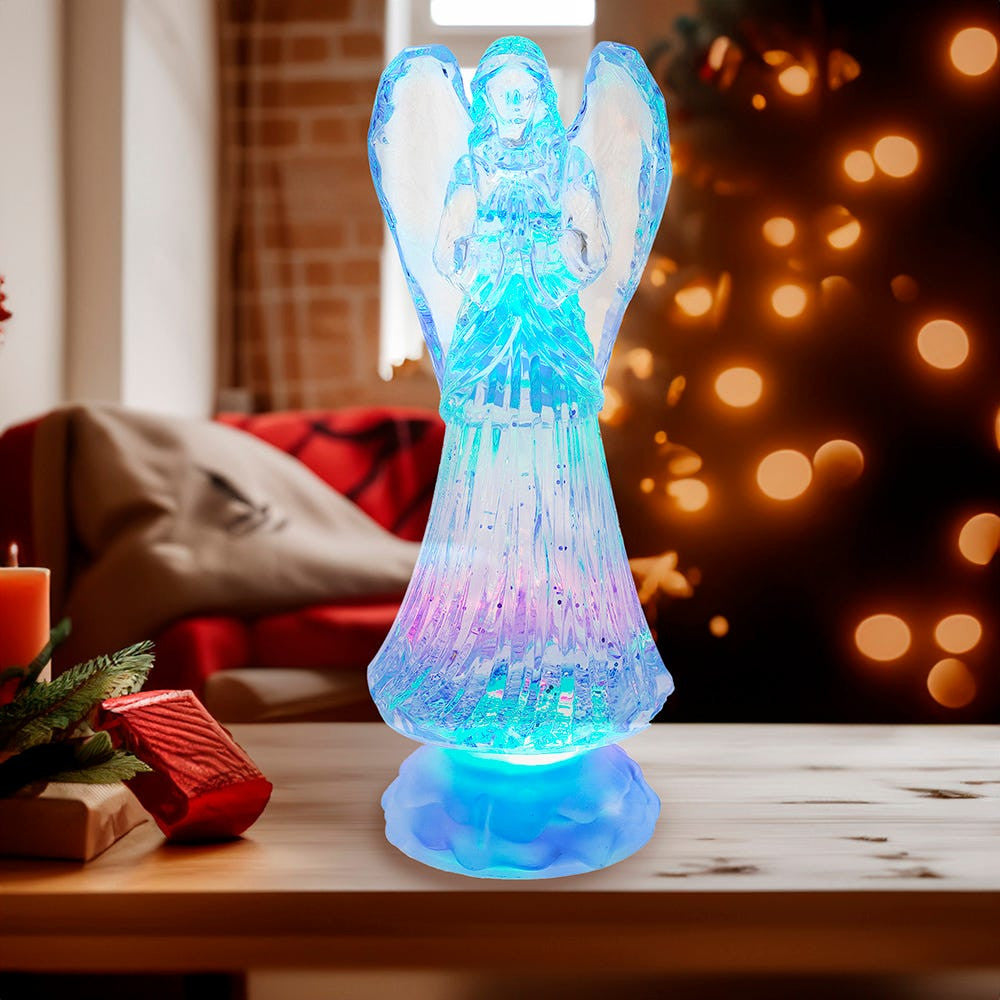 10.5" Battery Operated LED Light Up Angel With Water