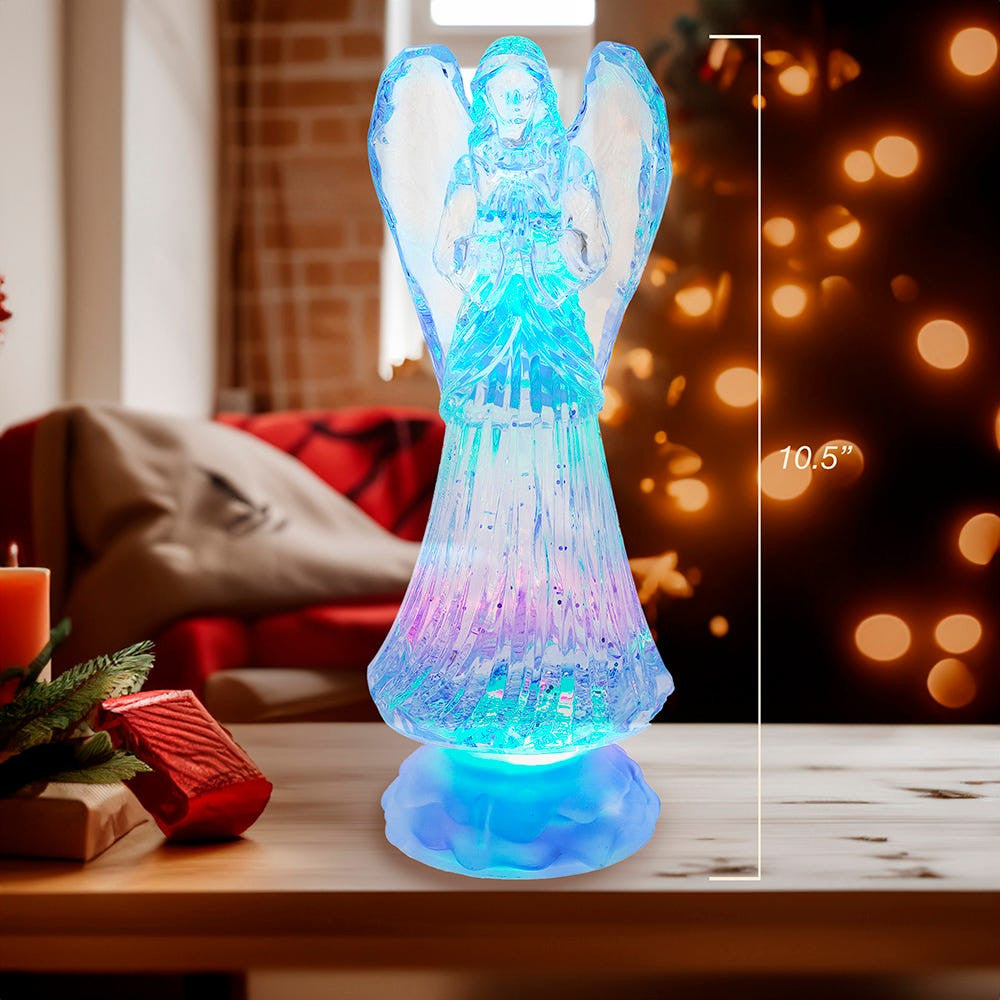 10.5" Battery Operated LED Light Up Angel With Water