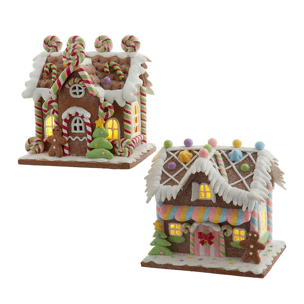Battery Operated Light Up Lollipop House & Bubble Gum Factory Ornaments