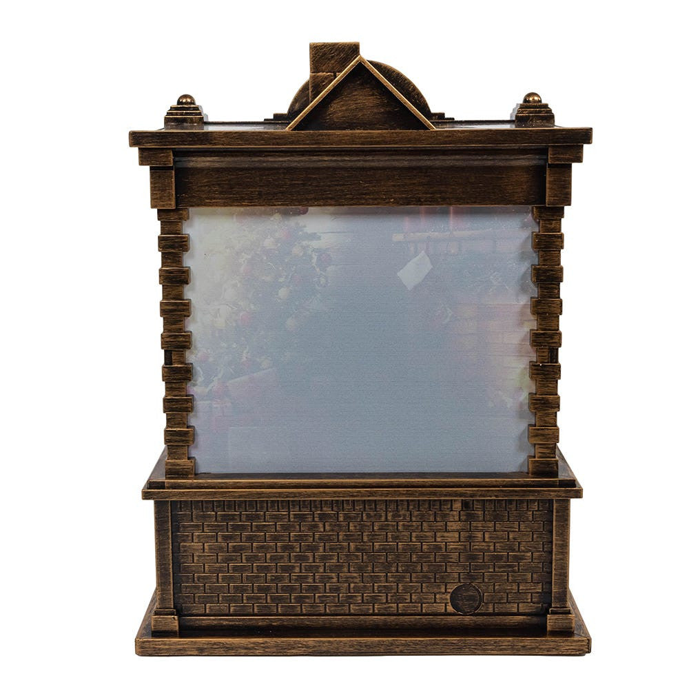 5.84" Battery Operated Lighted Santa Fireplace Water Lantern House
