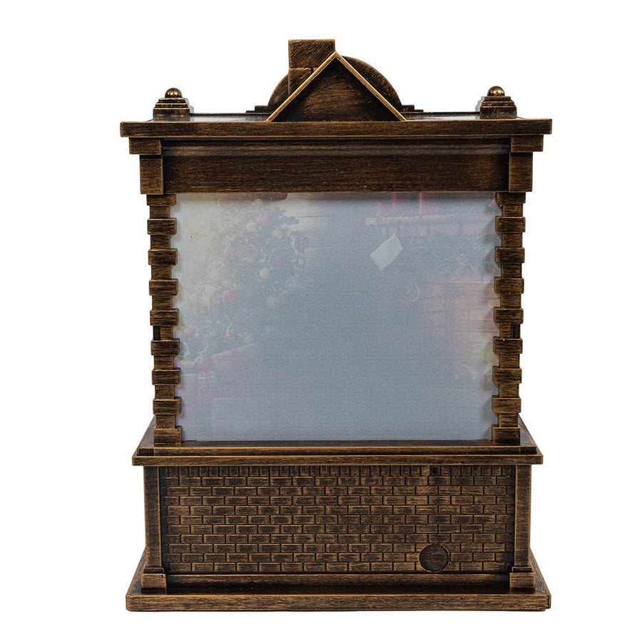5.84" Battery Operated Lighted Santa Fireplace Water Lantern House