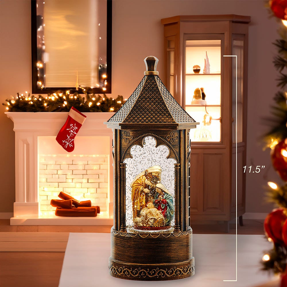11.5" Battery Operated Lighted Nativity Water Lantern
