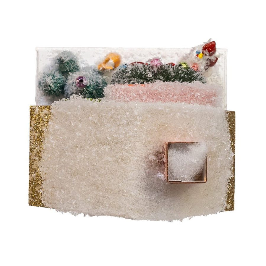 7.5" Battery Operated LED Lighted Green Paper House Table Piece