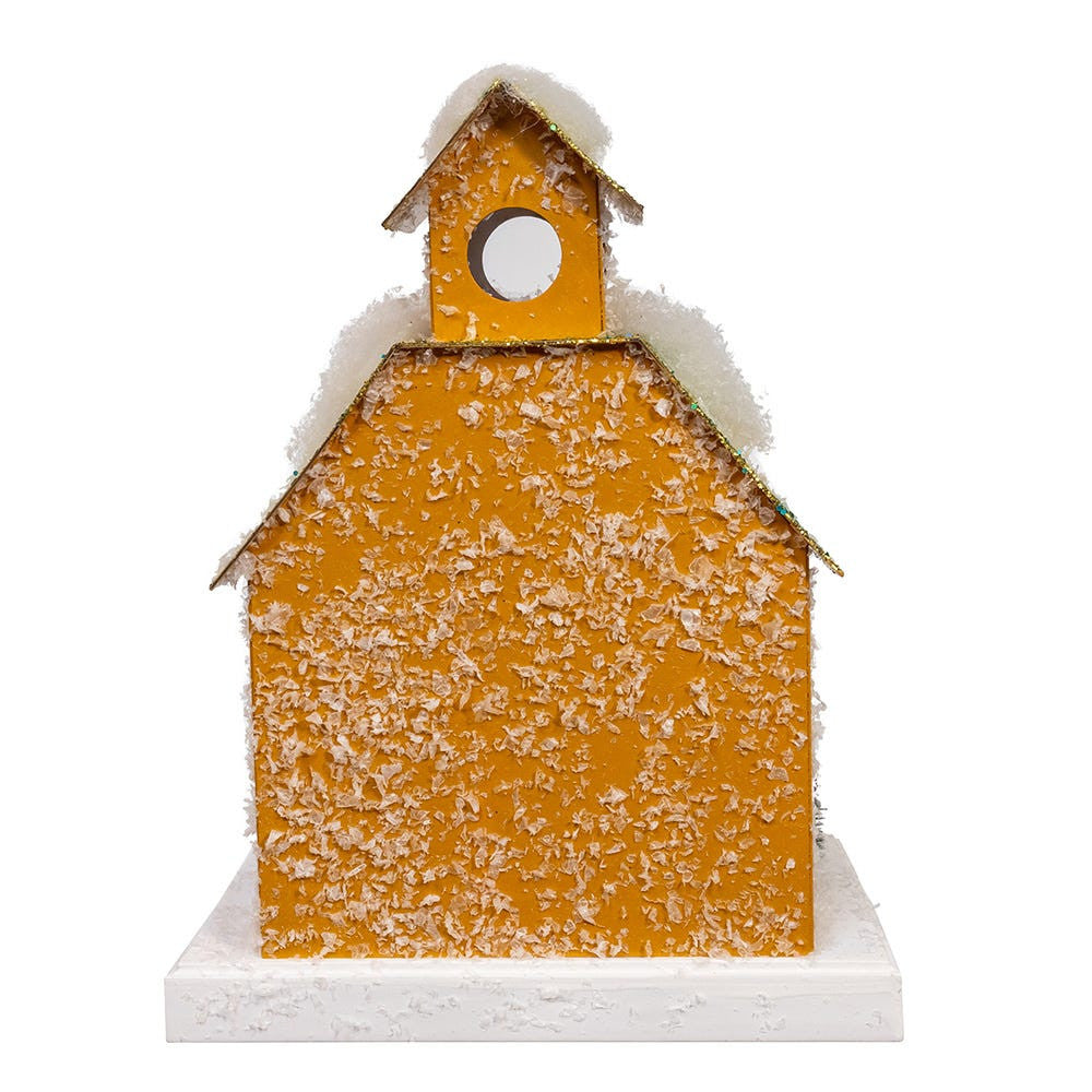 8.75" Battery Operated LED Lighted Gold Paper House Table Piece