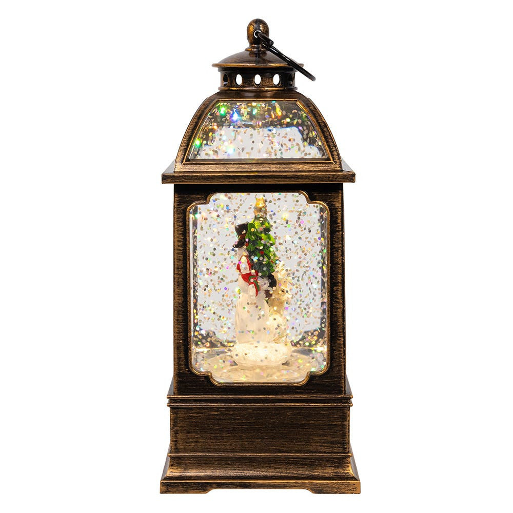 6.54" Battery Operated LED Lighted Snowman Water Lantern