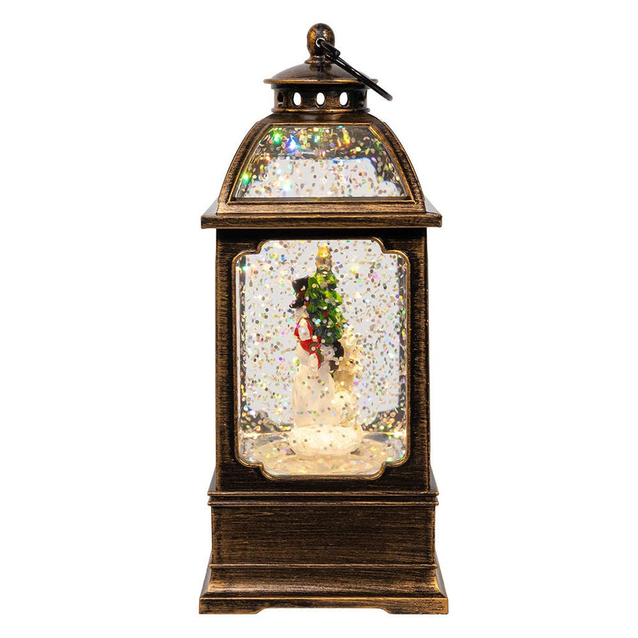 6.54" Battery Operated LED Lighted Snowman Water Lantern