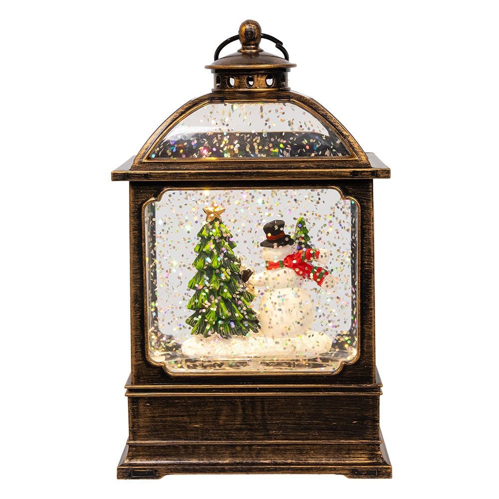 6.54" Battery Operated LED Lighted Snowman Water Lantern