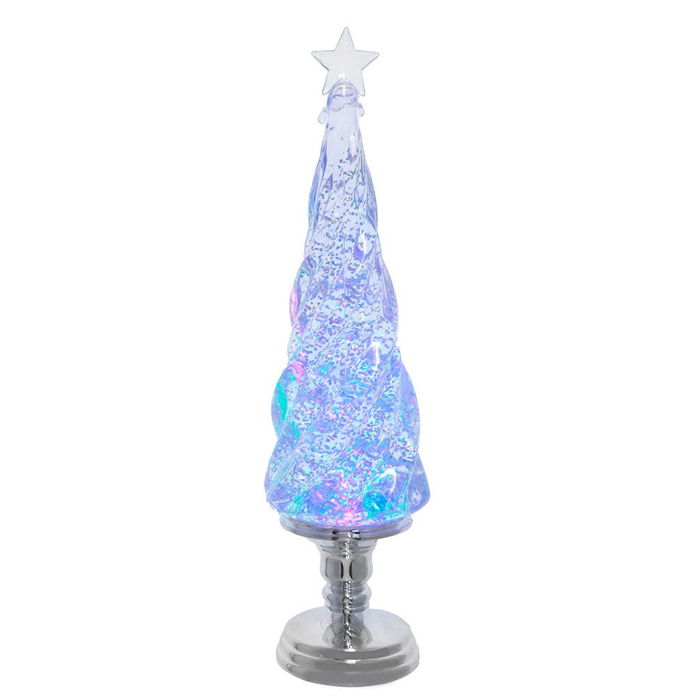 17.72" Battery Operated RGB LED Lighted Swirling Glitter Tree