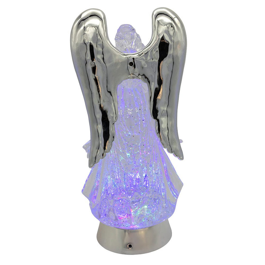 13.25" Battery Operated USB LED Lighted Angel With Horn Water Globe