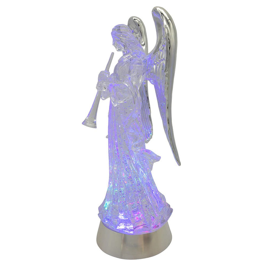 13.25" Battery Operated USB LED Lighted Angel With Horn Water Globe