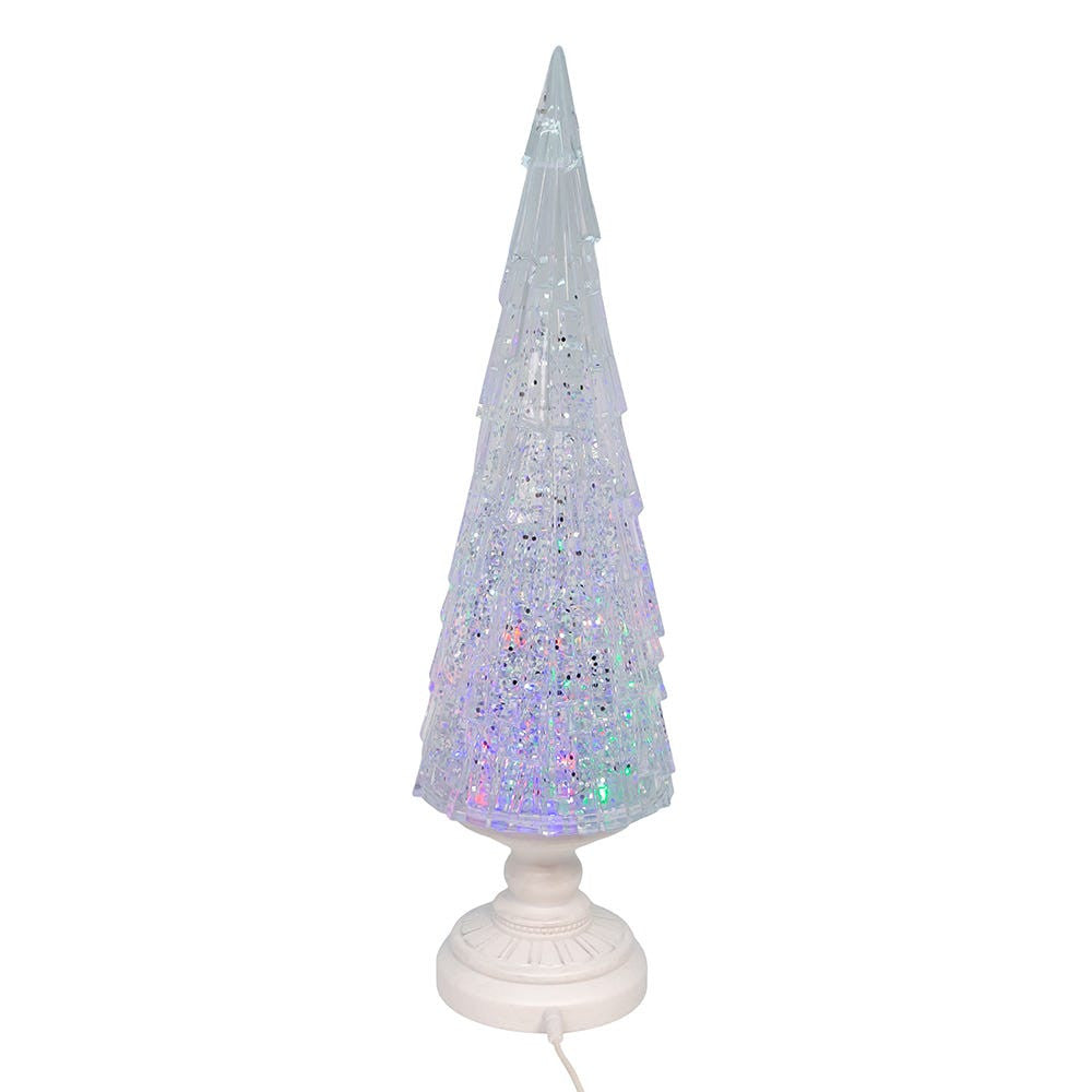 17.25" Battery Operated USB LED Lighted Christmas Tree Lantern With Spinning Glitter Water