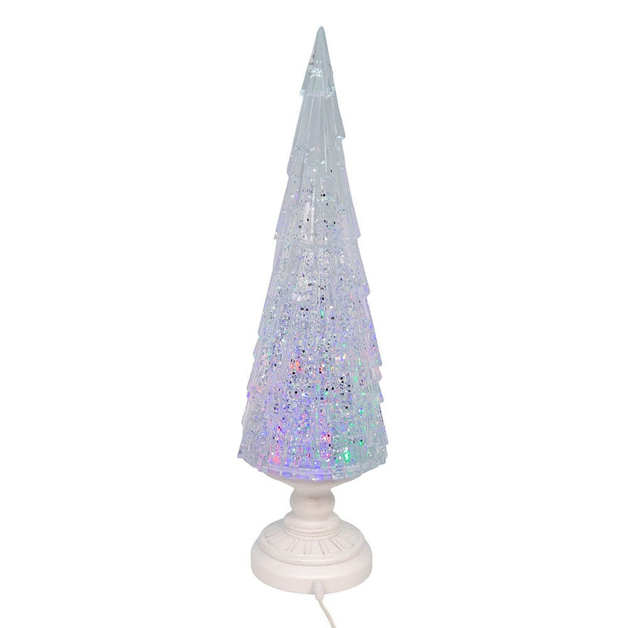 17.25" Battery Operated USB LED Lighted Christmas Tree Lantern With Spinning Glitter Water
