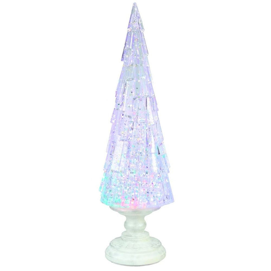 17.25" Battery Operated USB LED Lighted Christmas Tree Lantern With Spinning Glitter Water