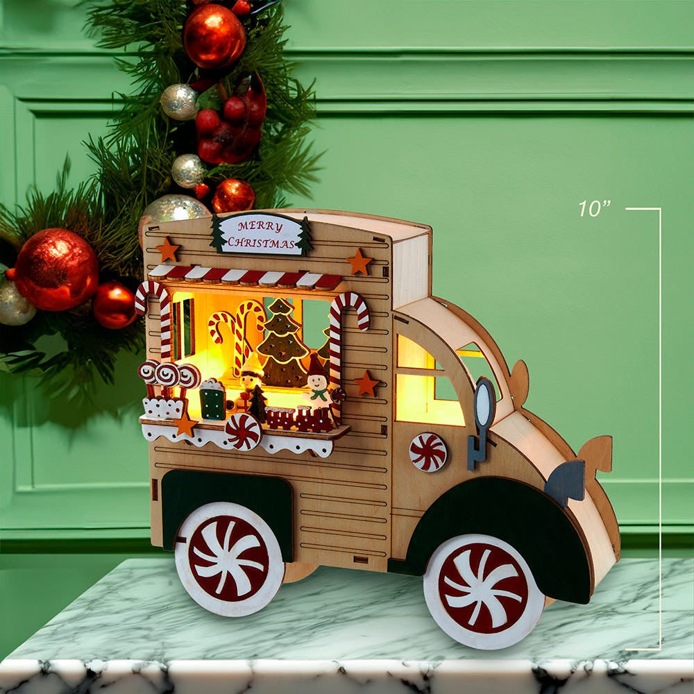 10" Battery Operated Light-Up Gingerbread Truck