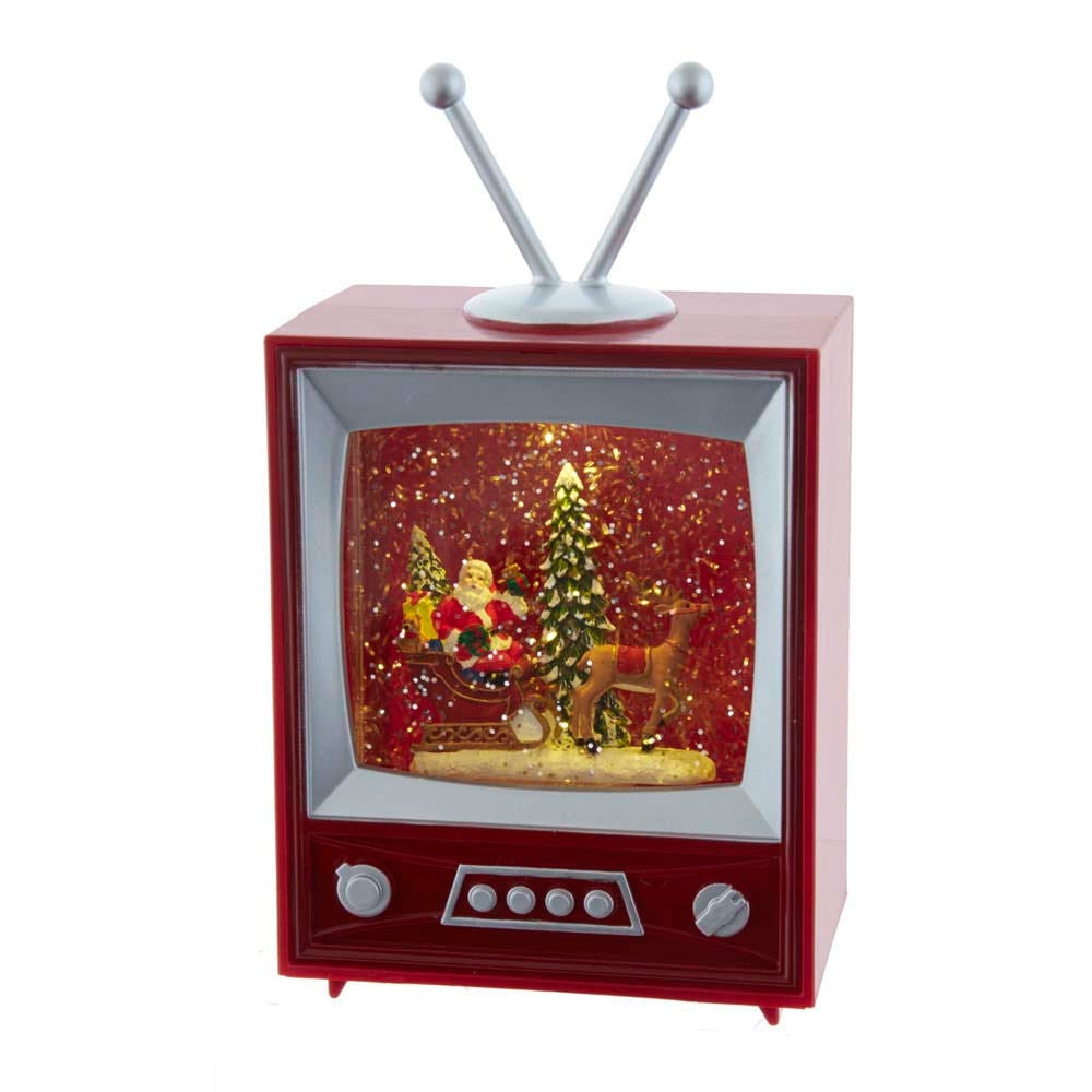 8.5" Battery Operated Musical Santa and Sleigh Television Water Lantern