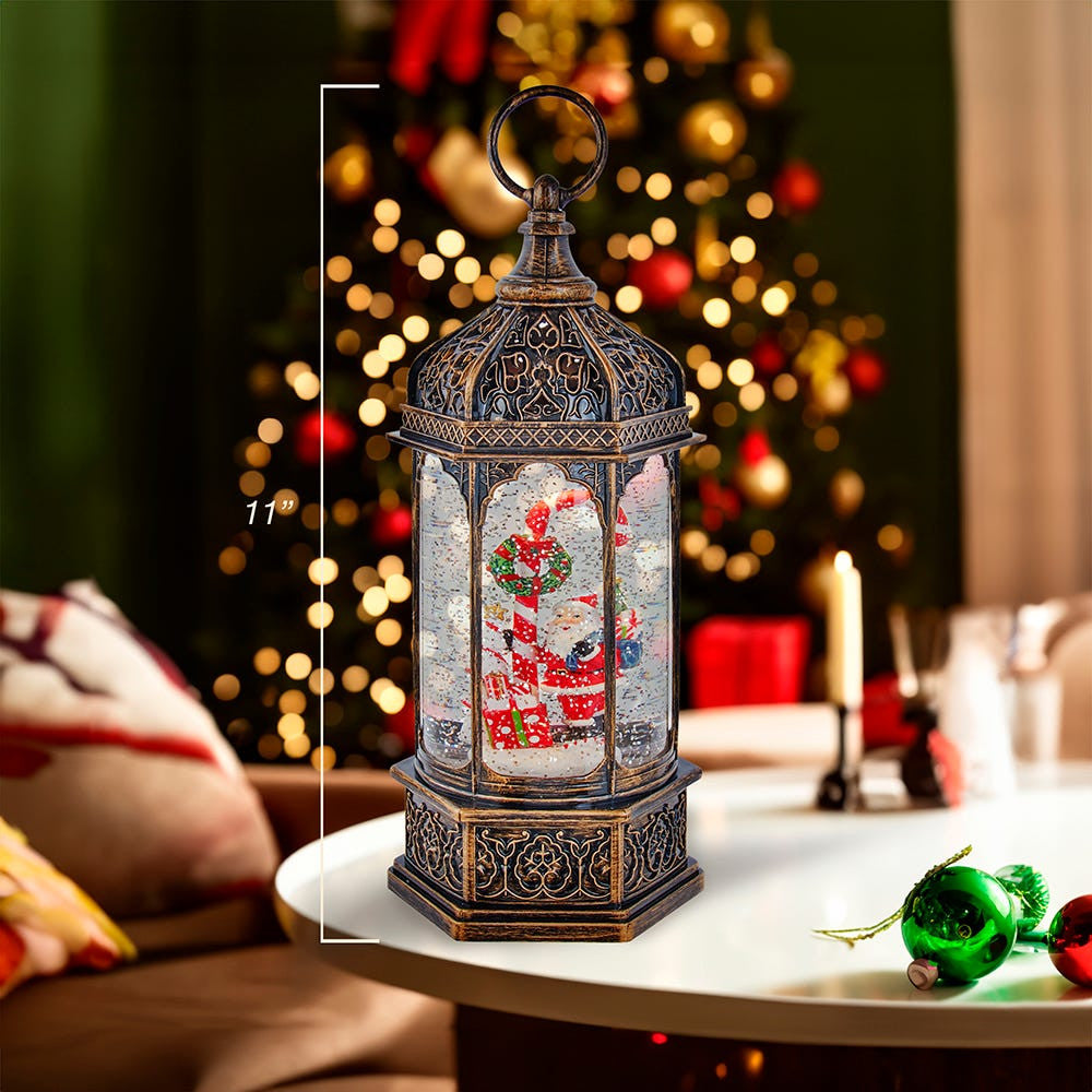 11" Battery Operated LED Santa Water Lantern