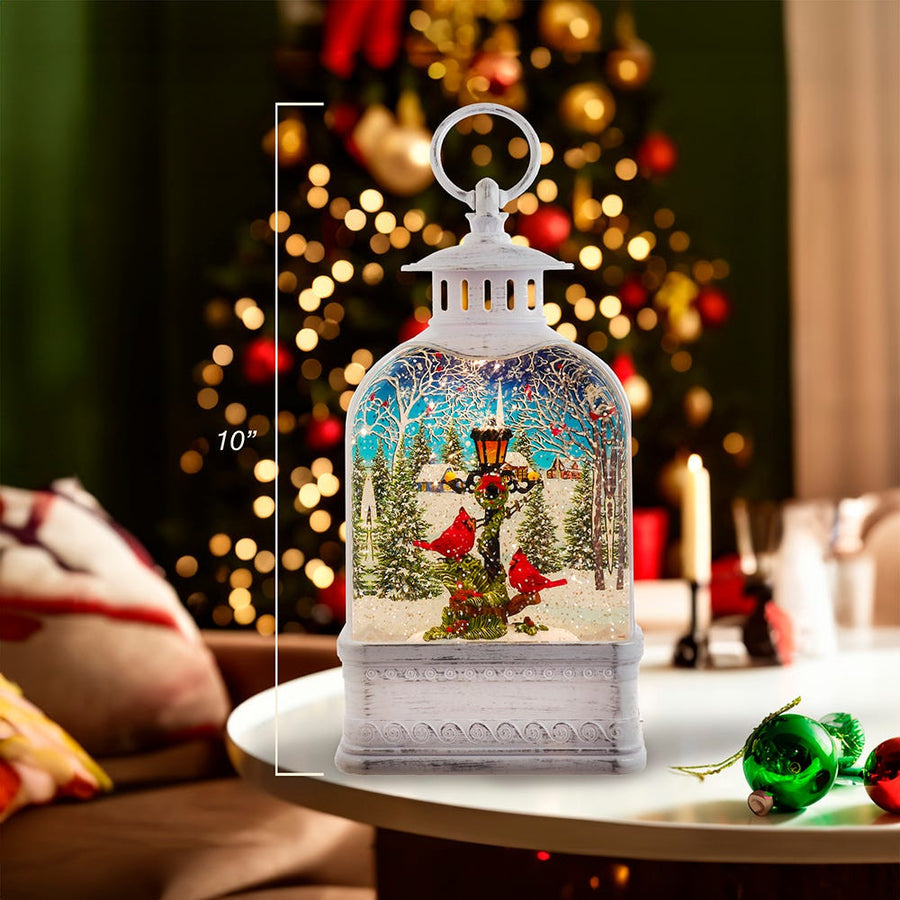 10" Battery Operated Warm White LED Lighted Cardinal Lantern