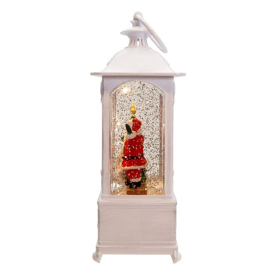10" Battery Operated Warm White LED Lighted Santa With Gifts Lantern