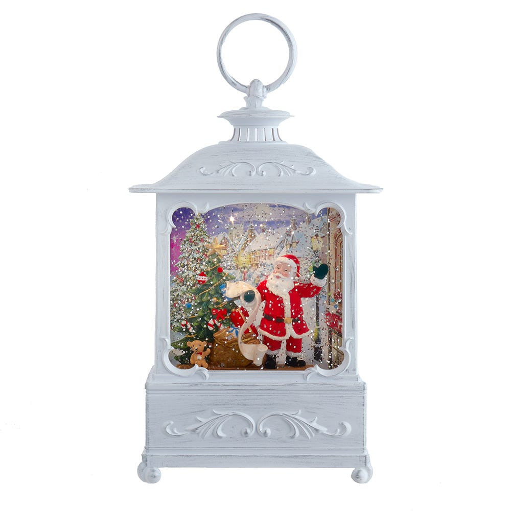 10" Battery Operated Warm White LED Lighted Santa With Gifts Lantern