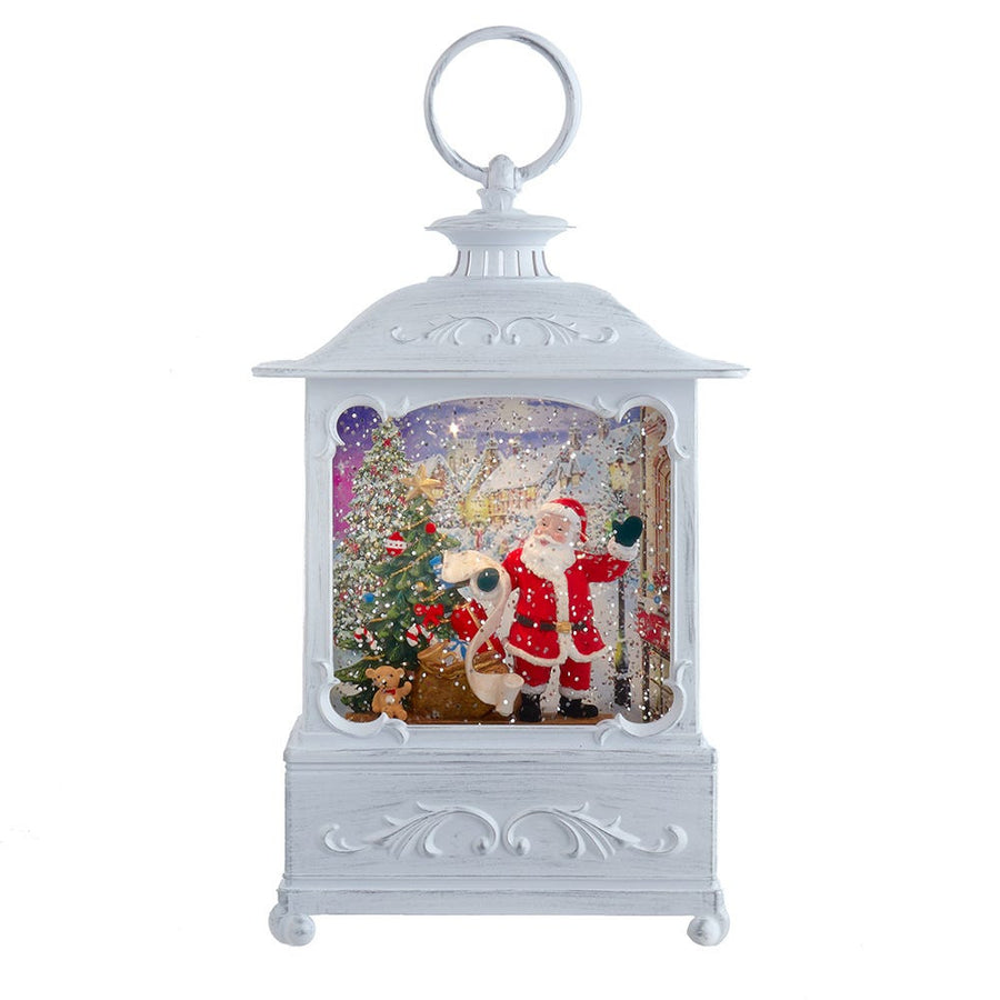 10" Battery Operated Warm White LED Lighted Santa With Gifts Lantern