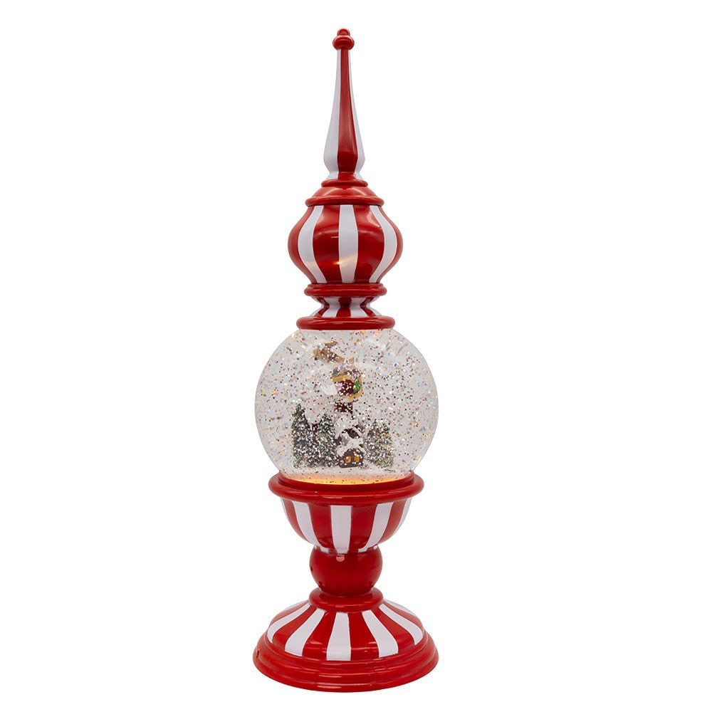 16" Battery Operated USB Lighted Tower With Santa Scene Village