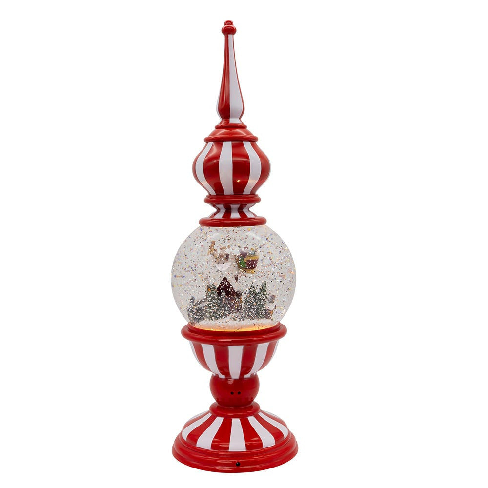 16" Battery Operated USB Lighted Tower With Santa Scene Village